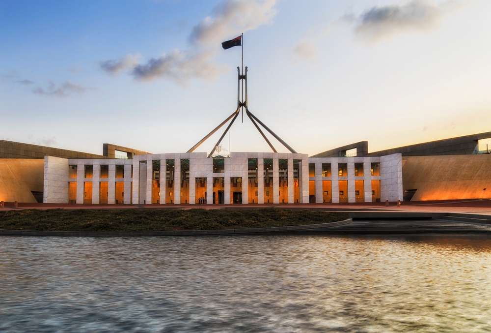 Facade,Of,Federal,National,Parliament,House,In,Canberra,Capital,City